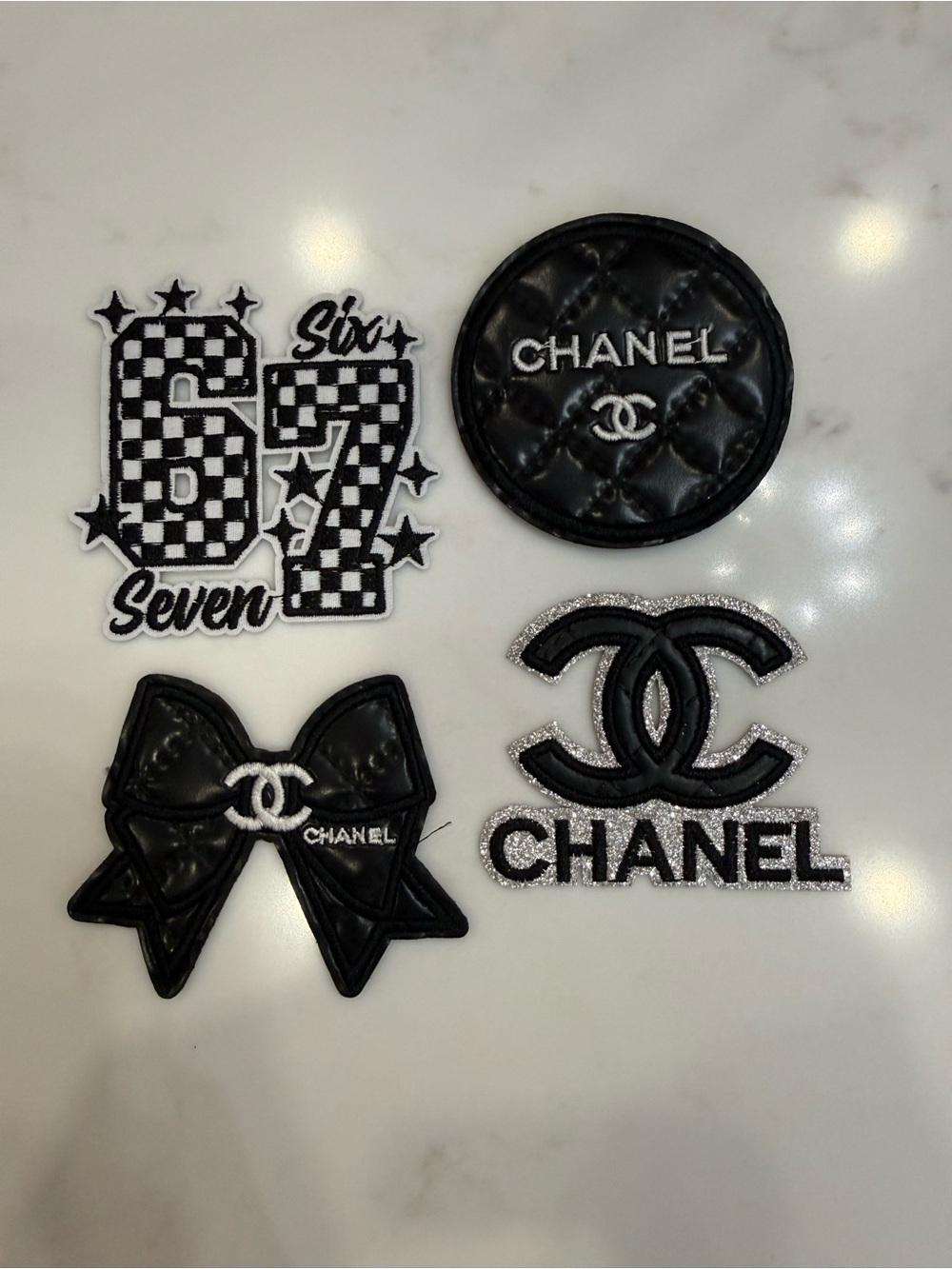 Adorable Hand Crafted Black & White 67 iron on Patches